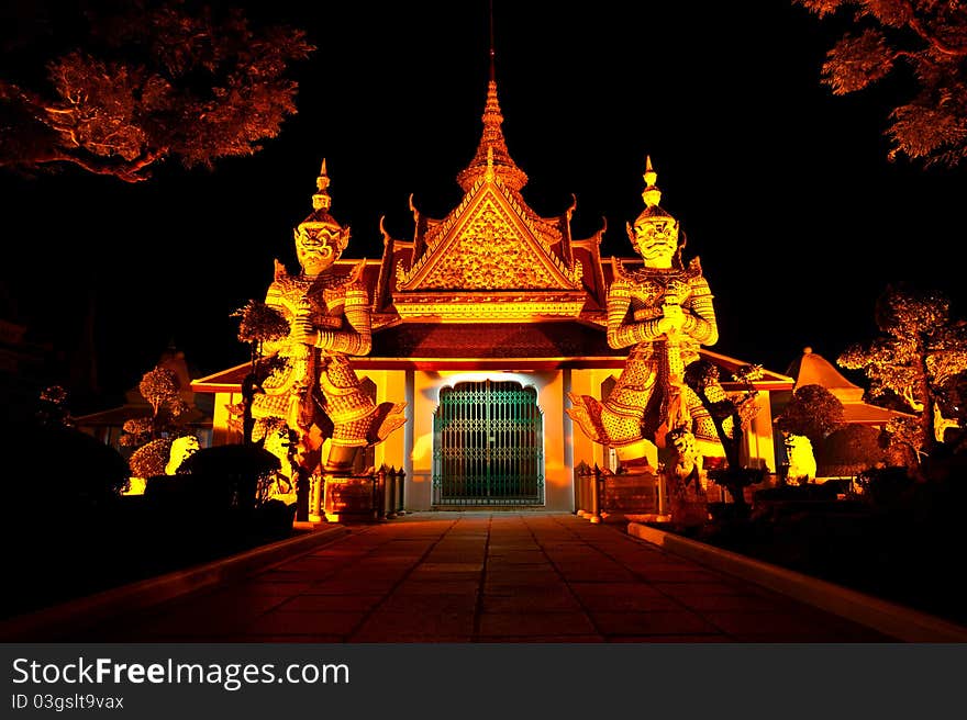 Guardian Statue At Night