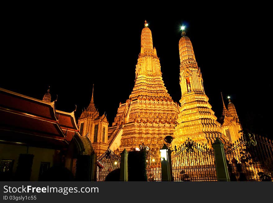 The Temple of Dawn at night ,Bangkok, Thailand. The Temple of Dawn at night ,Bangkok, Thailand