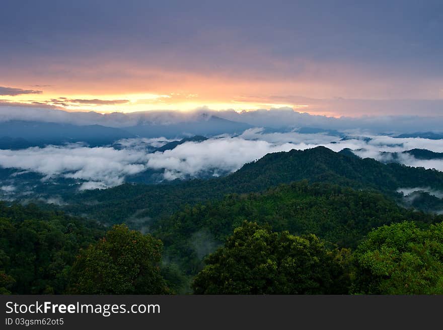 Sunset in the mountains