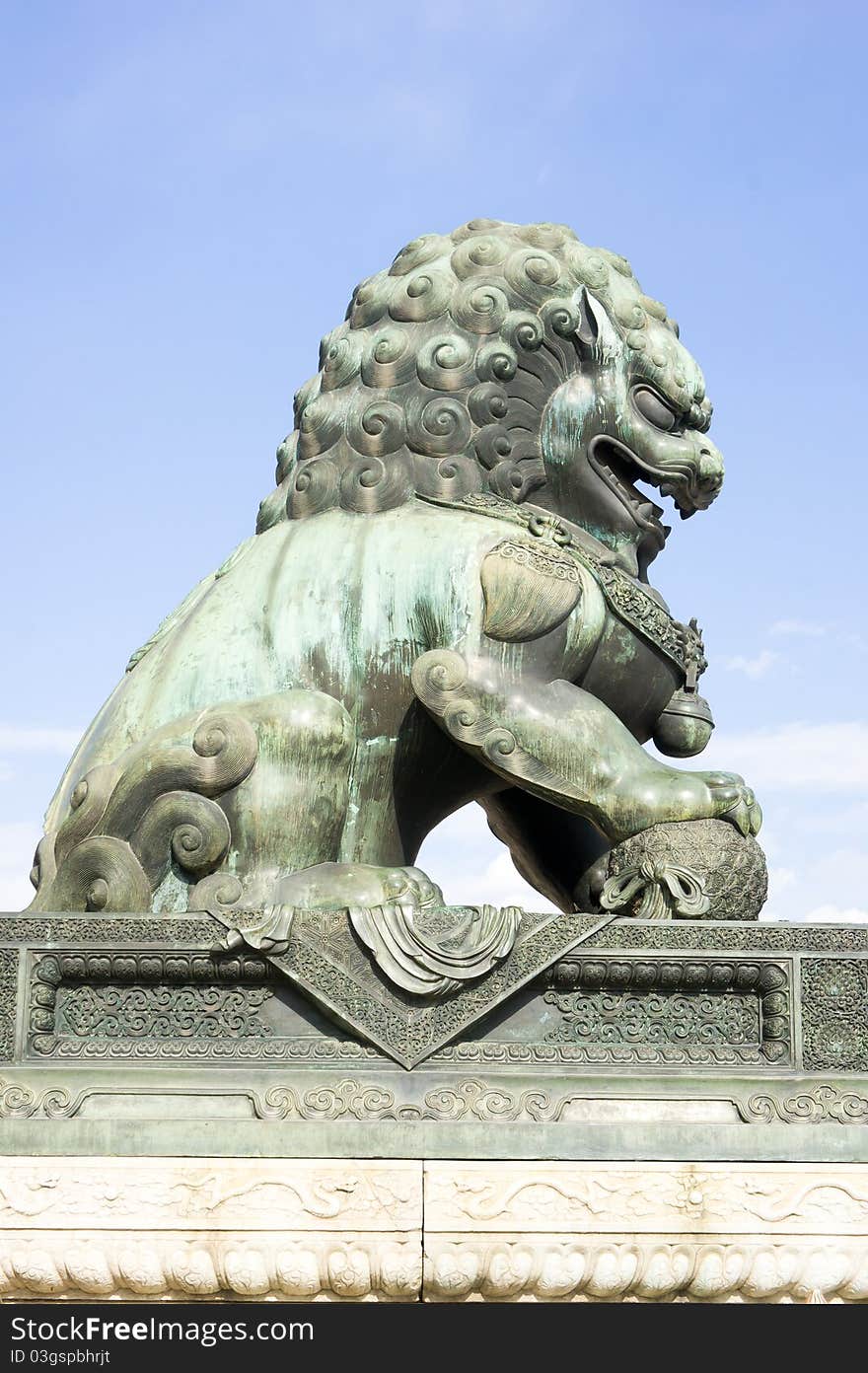 Detail in the Forbidden City (Beijing, China): bronze lion. In china, Traditional lion symbol of power and descendant.