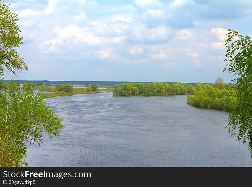 Dnepr river landscape in springtime