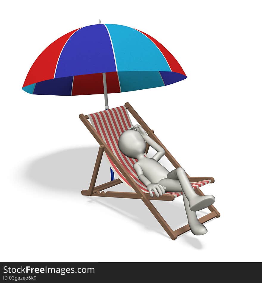 Man sunbathing on the beach. 3d render