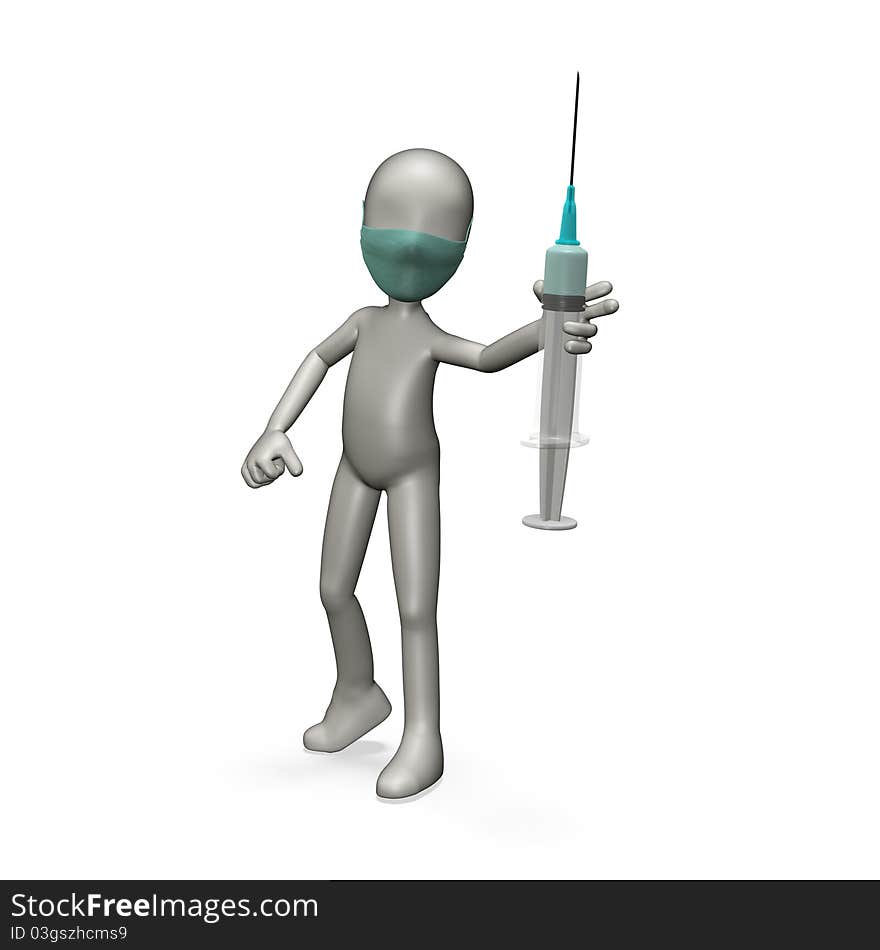 Doctor holding a syringe. 3d render