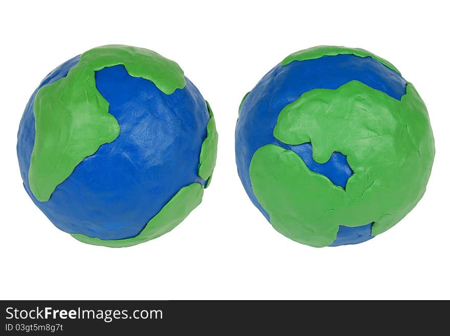 Two plasticine hemisphere