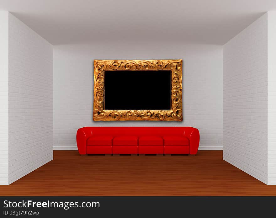 Gallery With Red Sofa