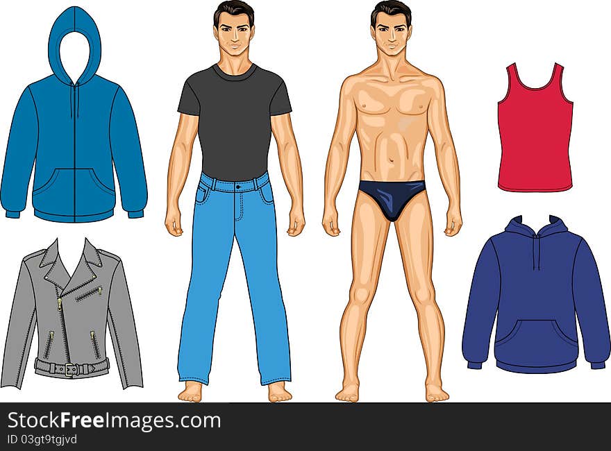 Man and clothes colored collection