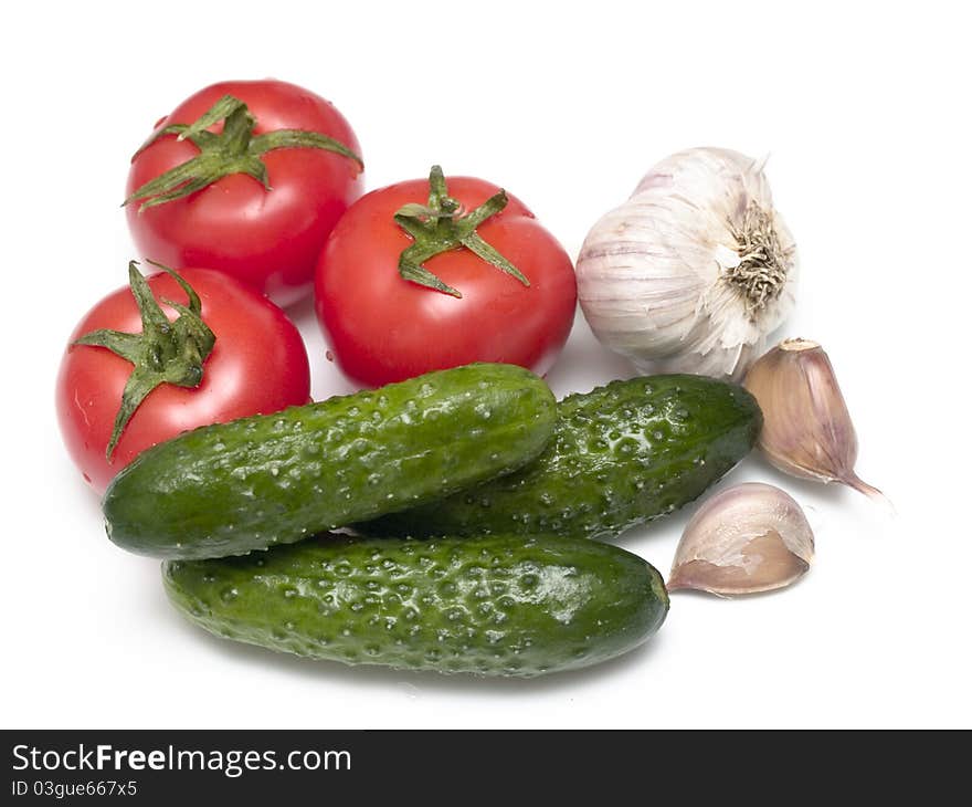 Rural vegetables on a white background