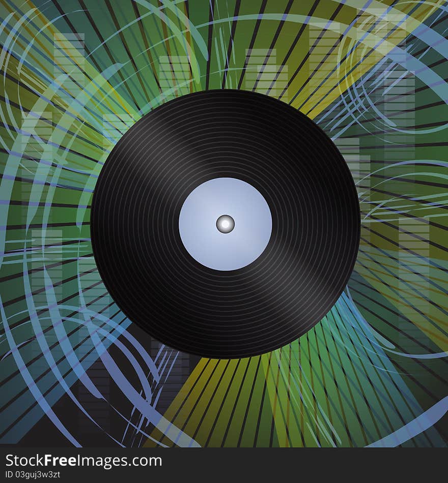 Vinyl record with grunge effect background. Vinyl record with grunge effect background