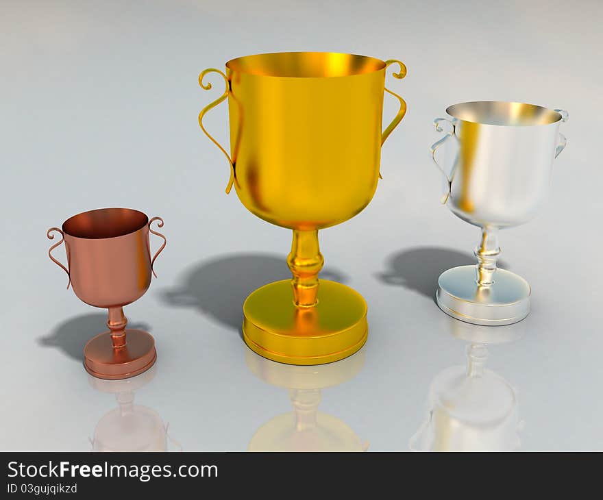 Gold Silver And Bronze Cups For Winners