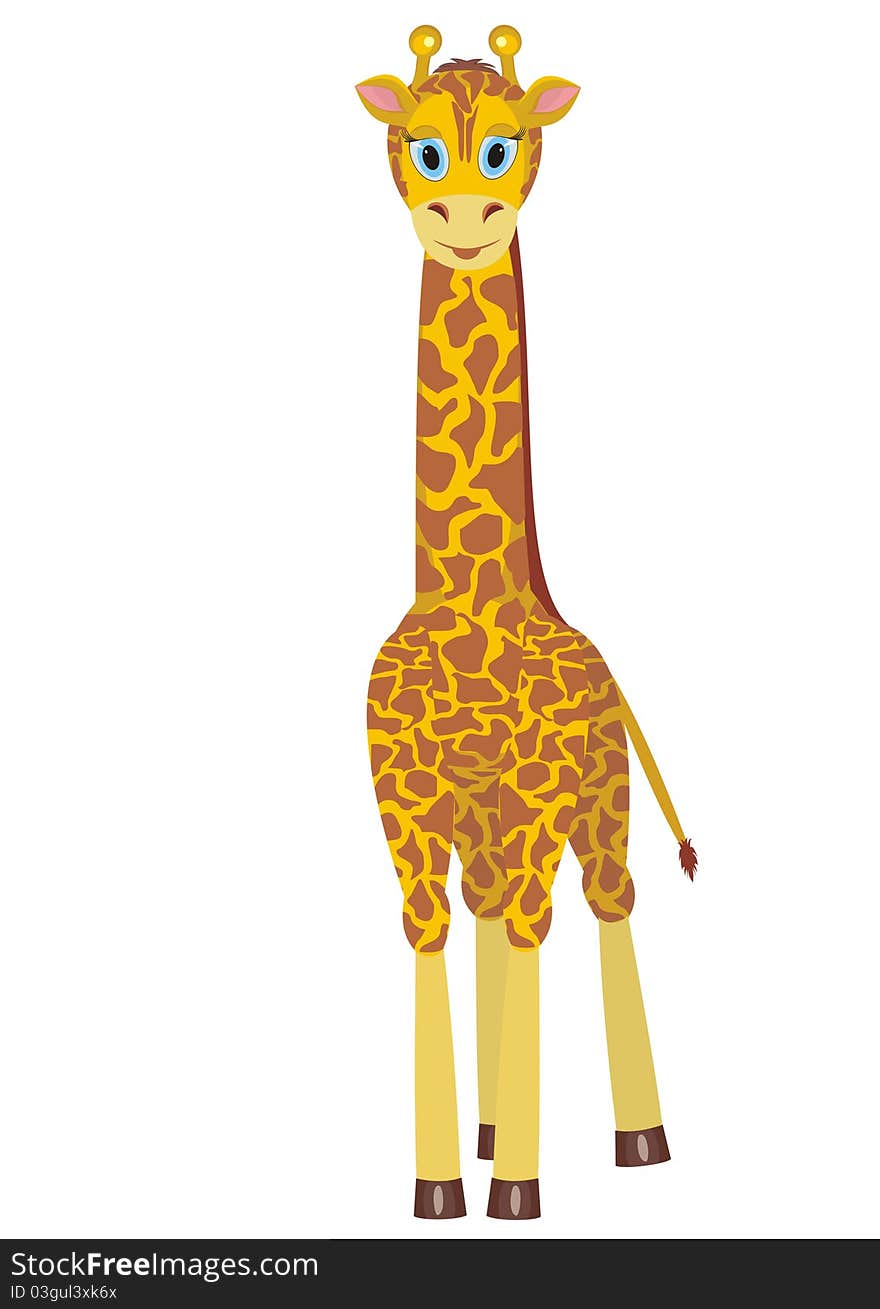 Illustration of cartoon giraffe on white background