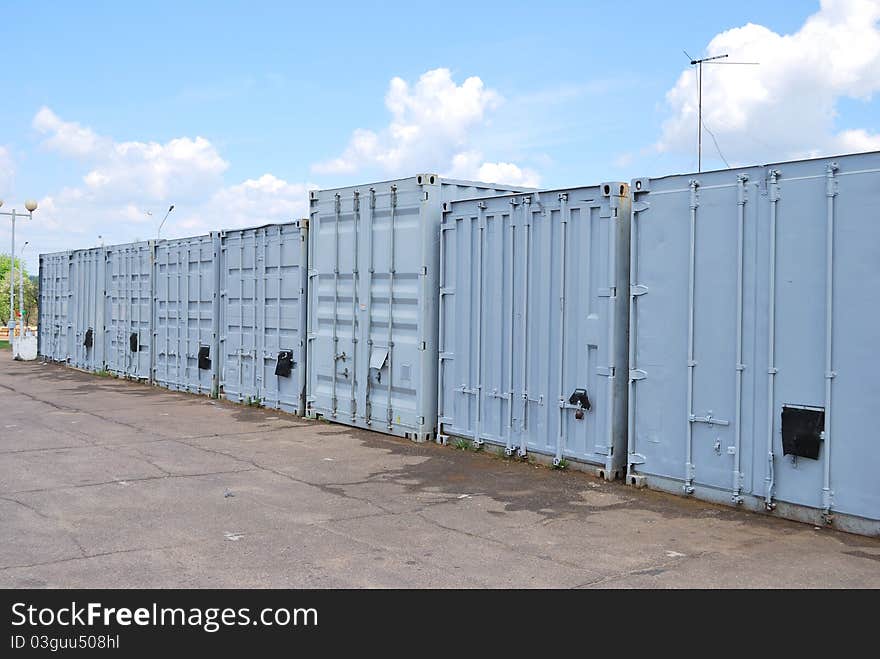 A row of metal containers