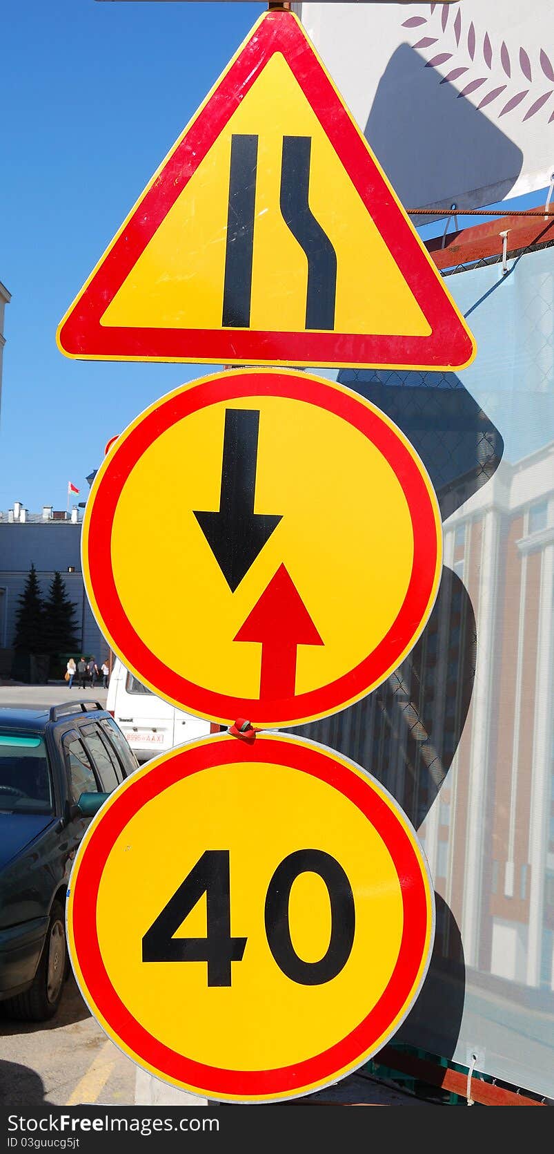 Three traffic signs