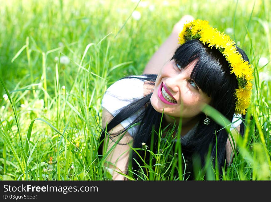 Single beautiful woman relaxing at the park. Single beautiful woman relaxing at the park