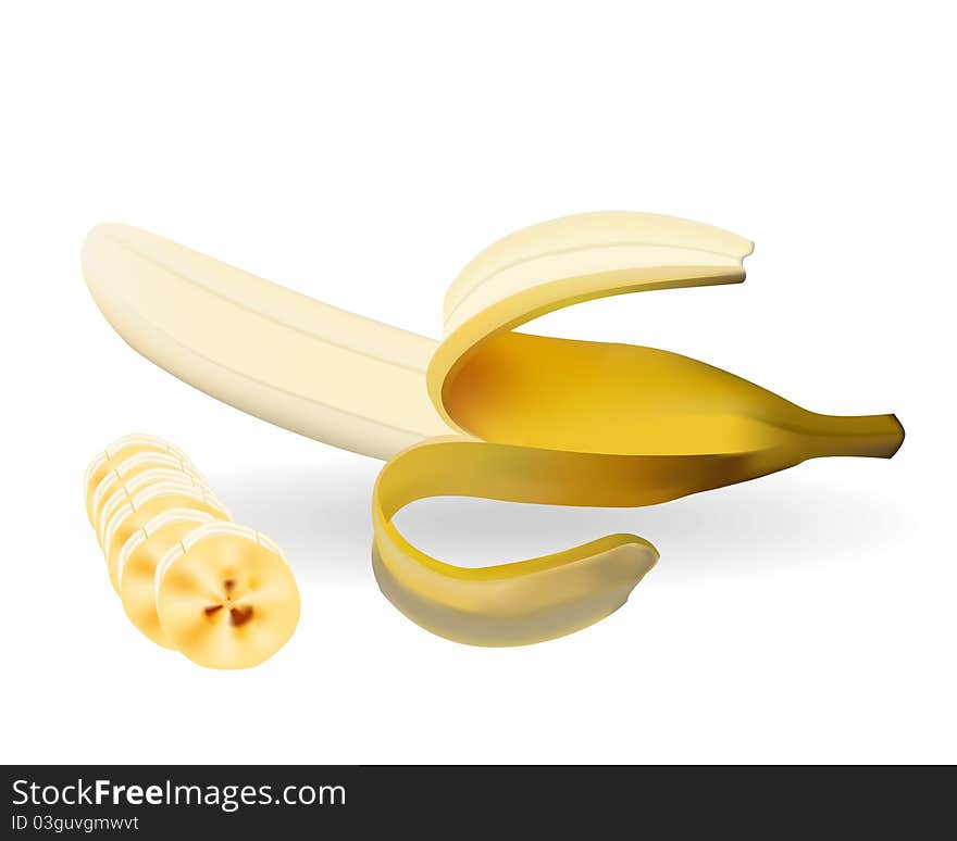 Bananas and shadow on a white background. Bananas and shadow on a white background