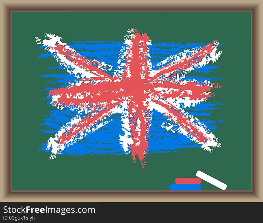 Flag of England on a blackboard