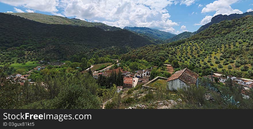 Village In Mountain Valley In Andalusia, Spain