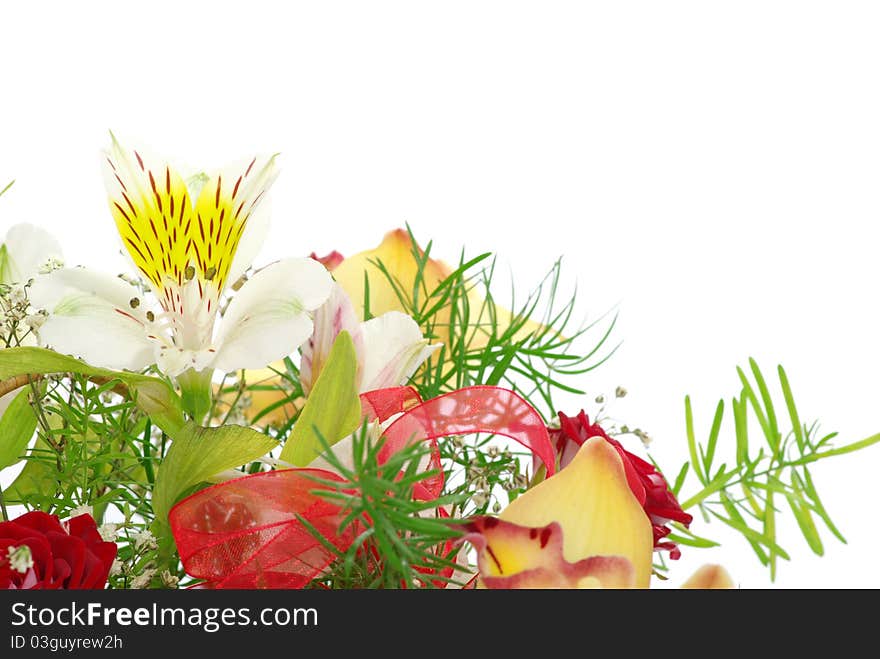 Bouquet of flowers on white