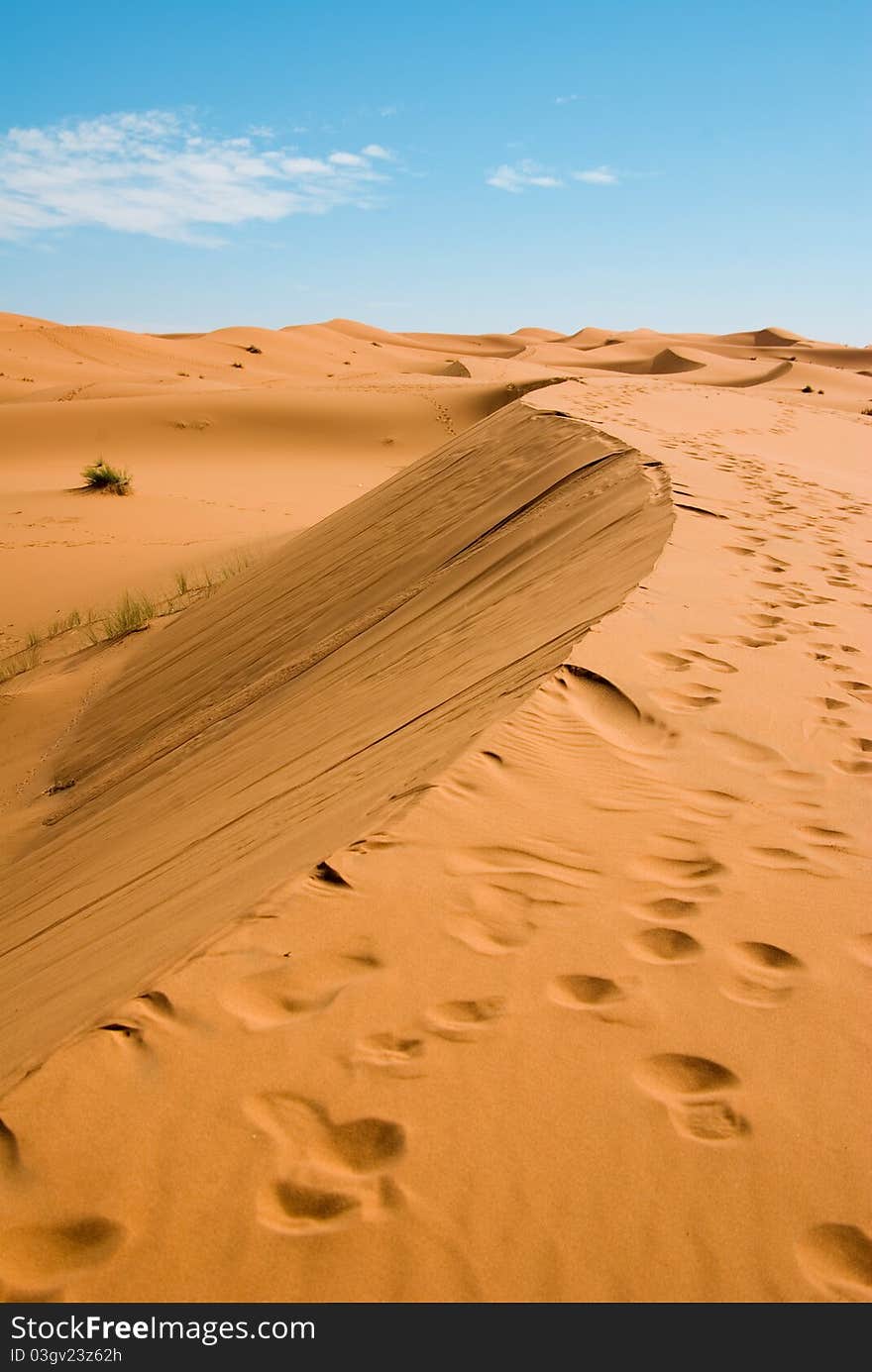 Dunes of Sahara desert in Morocco. Dunes of Sahara desert in Morocco