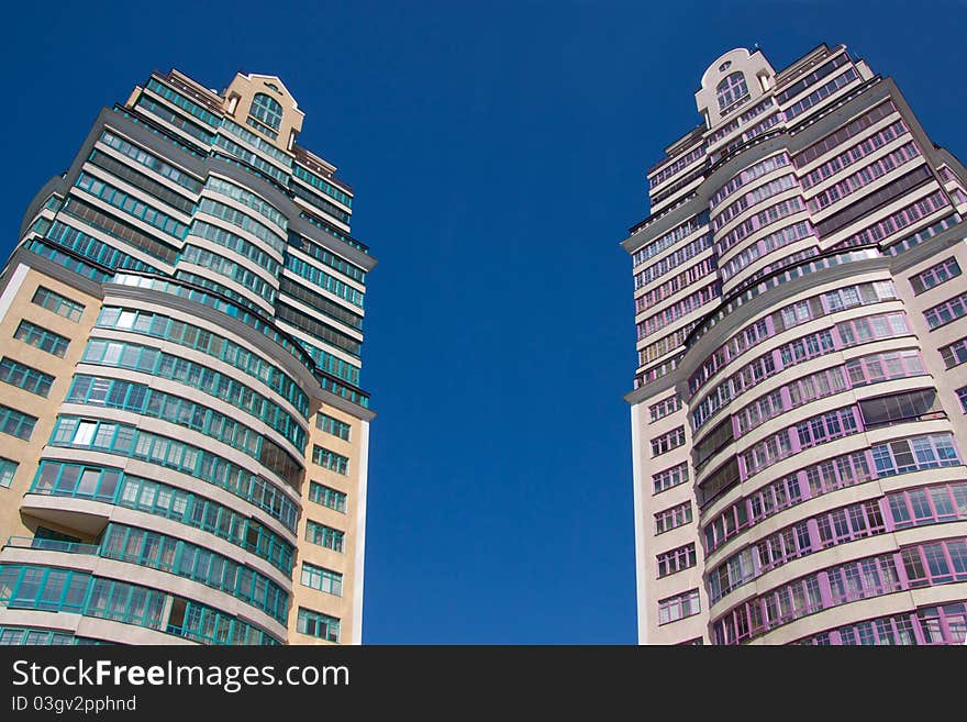 Beautiful big building white windows