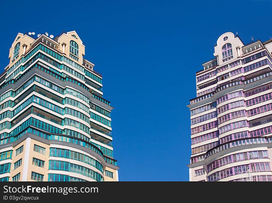 Beautiful big building white windows