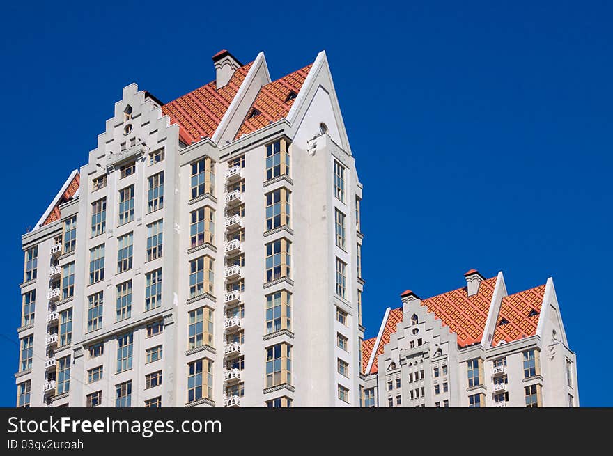 Beautiful big building white windows