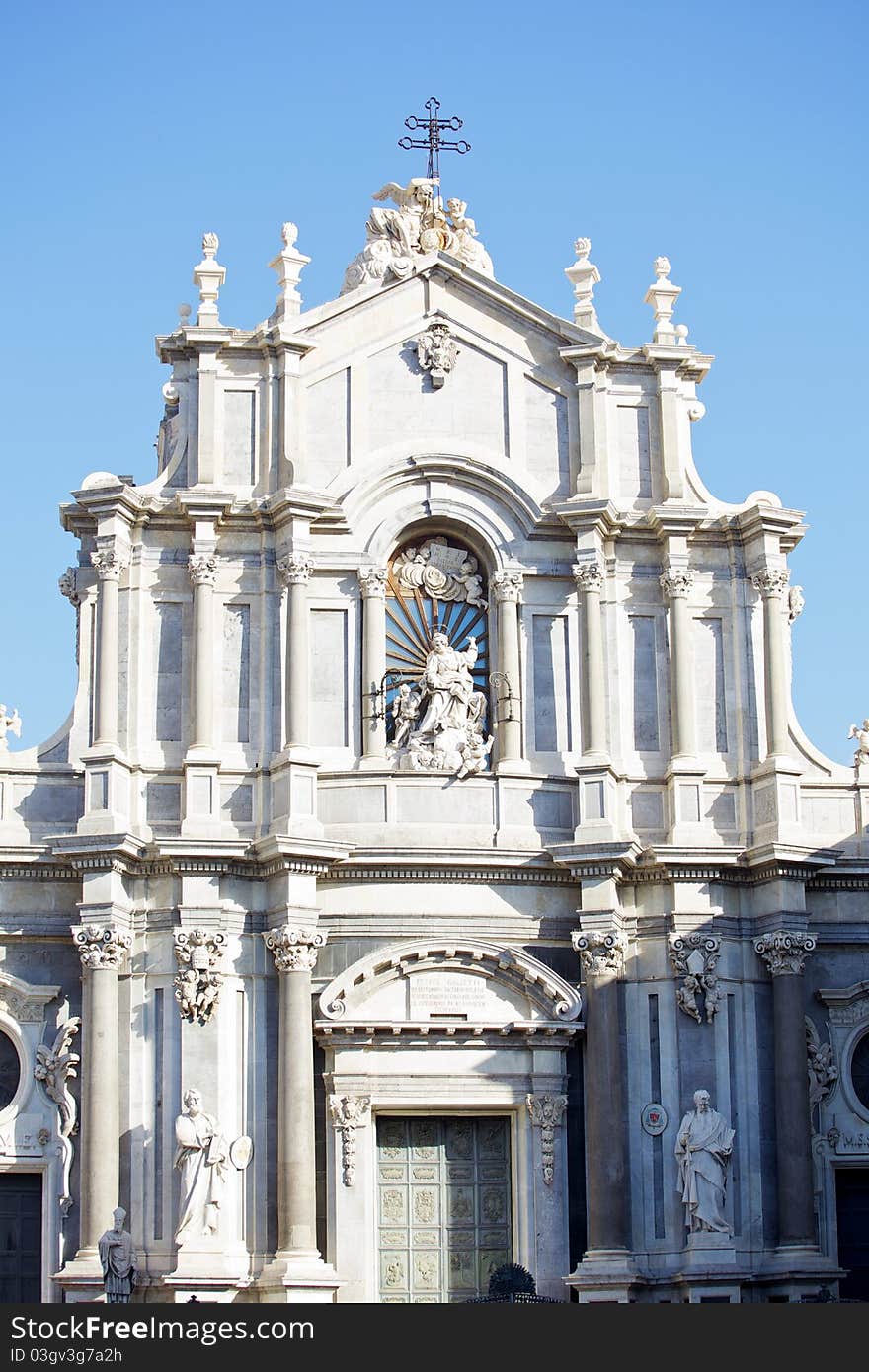 Facade of the cathedral of Catania. Facade of the cathedral of Catania