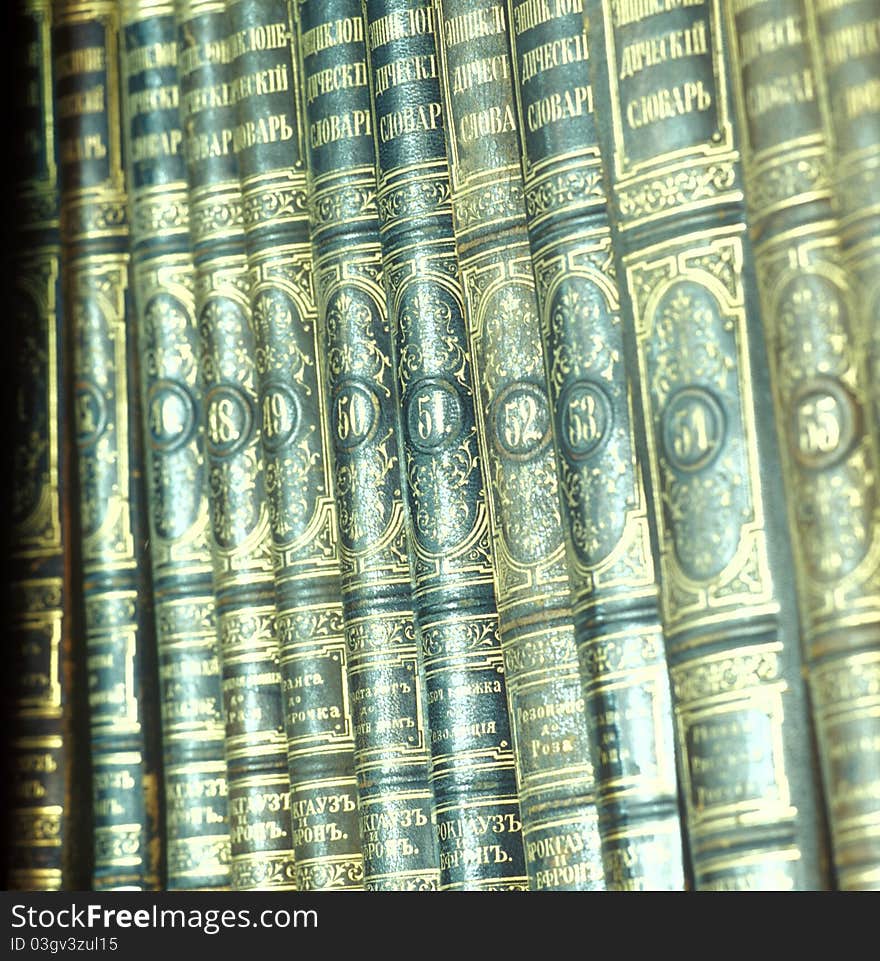 Books on a shelf of a library. Books on a shelf of a library.