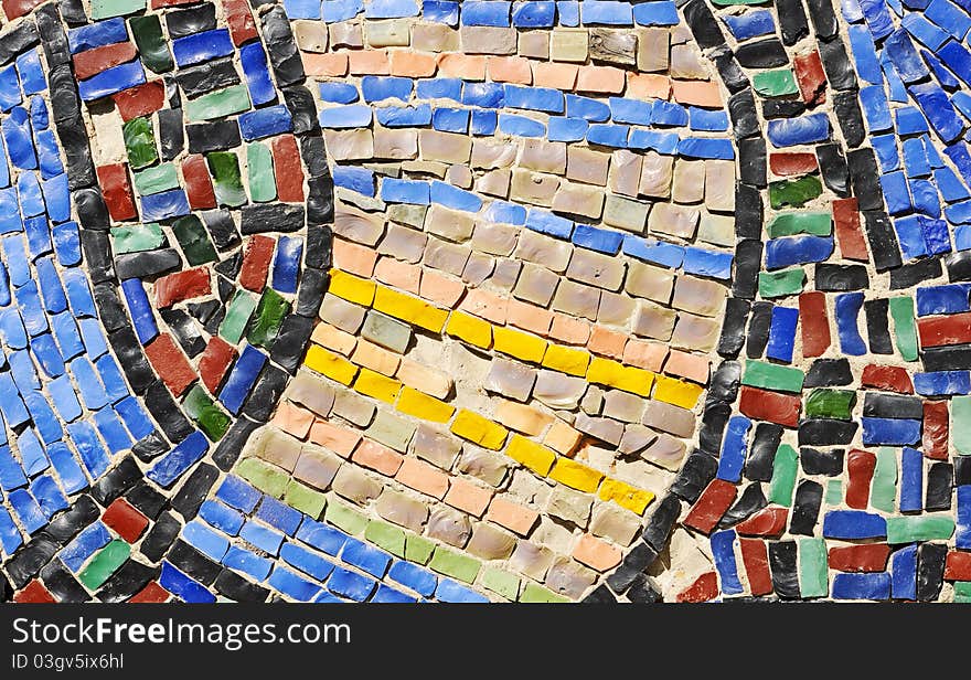 Beautiful colorful mosaic on wall. Beautiful colorful mosaic on wall