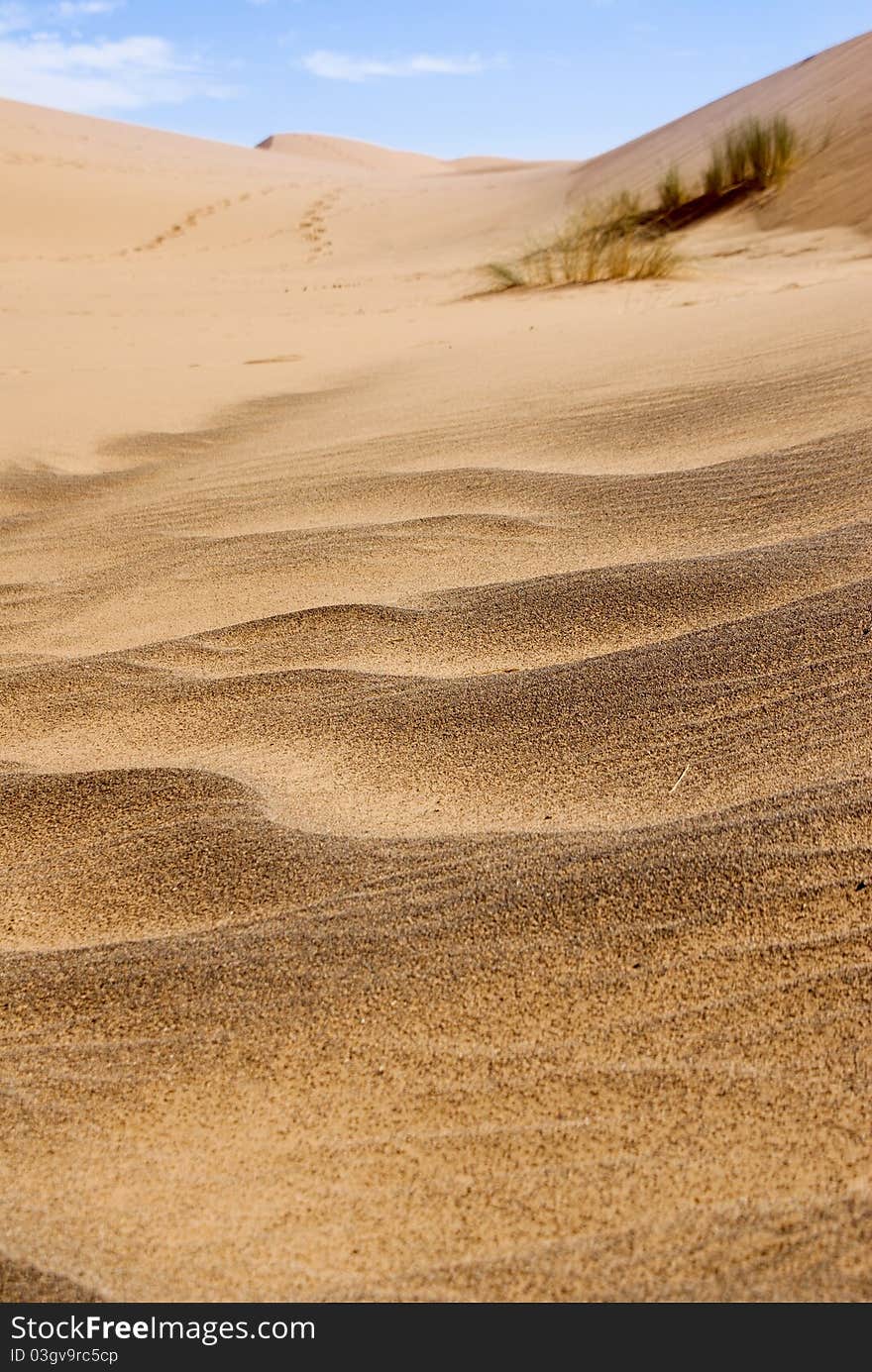 Patterns on the sand made by wind. Patterns on the sand made by wind