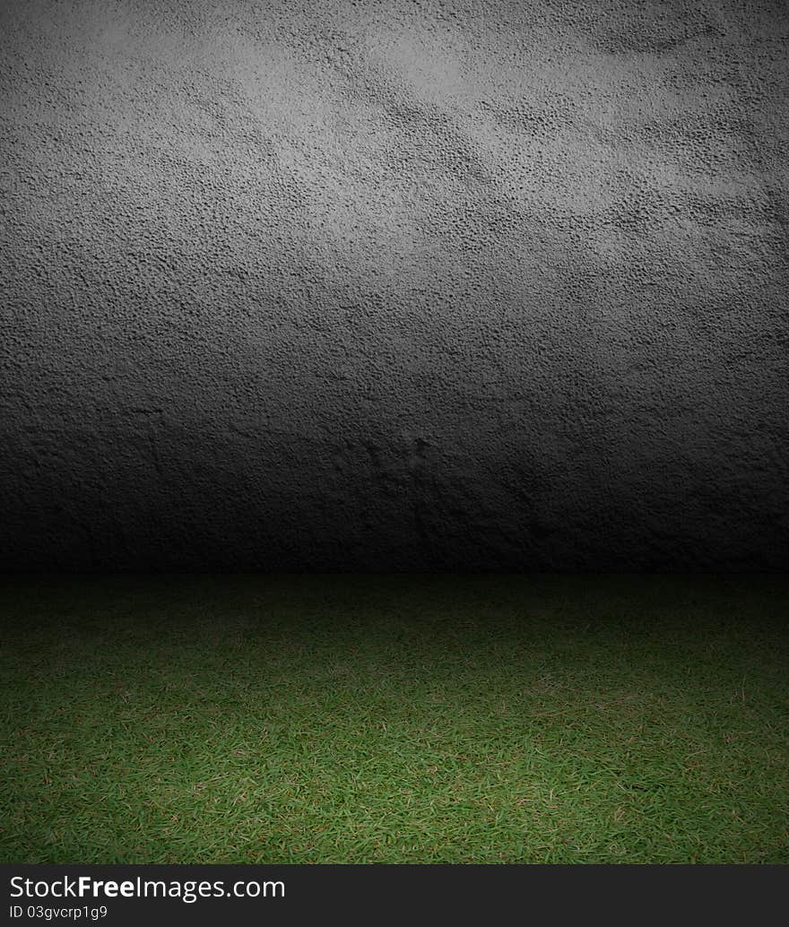 Wall cement and grass background with columns. Wall cement and grass background with columns