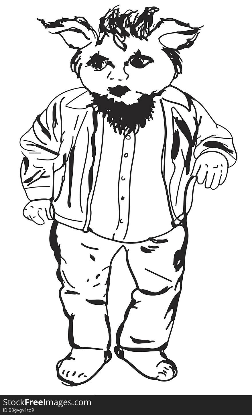 Gnome Full Body with Beard, Jacket, Pants, Shirt