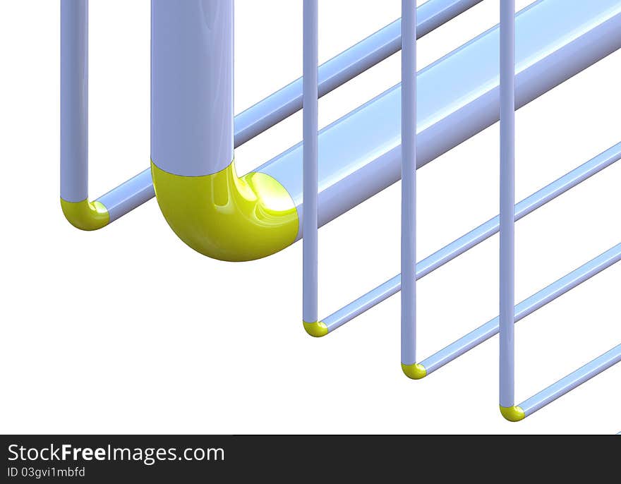 Oil and gas pipes with fittings on a white background