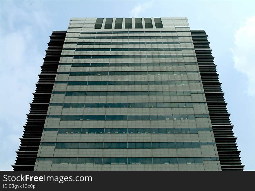 Modern commercial building front upward view