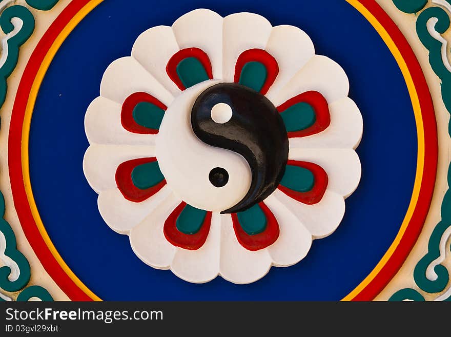 Colorful yin-yang sign in the chinese temple, Thailand