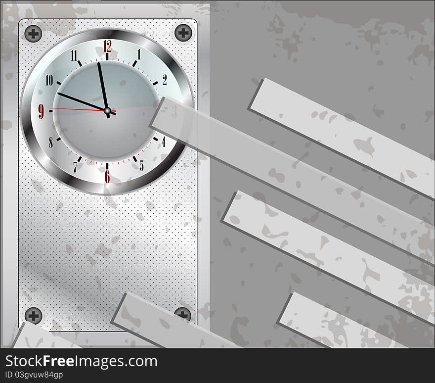 Grey background with classic clock. Grey background with classic clock