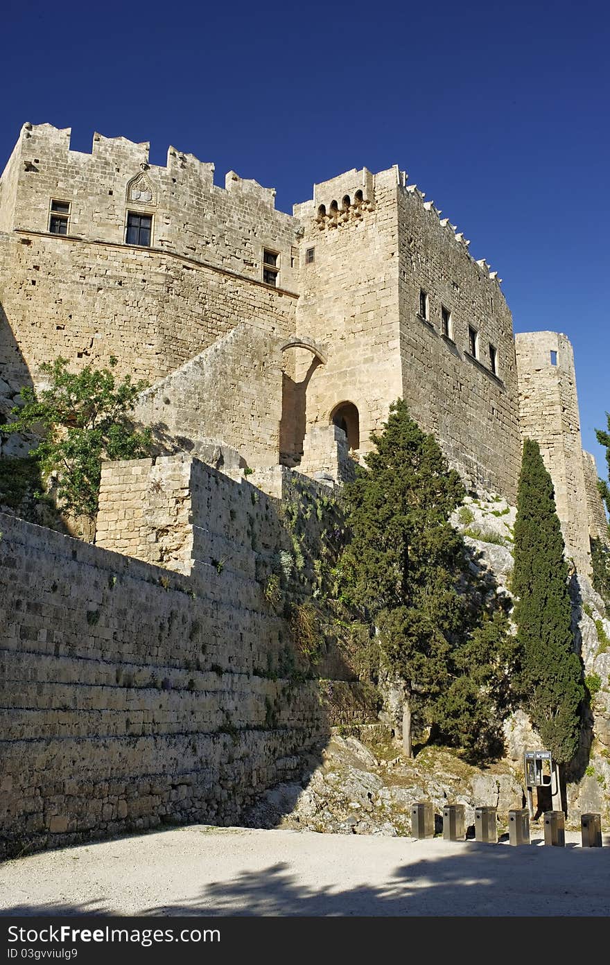 Ruin of Lindos acropolis in Greek