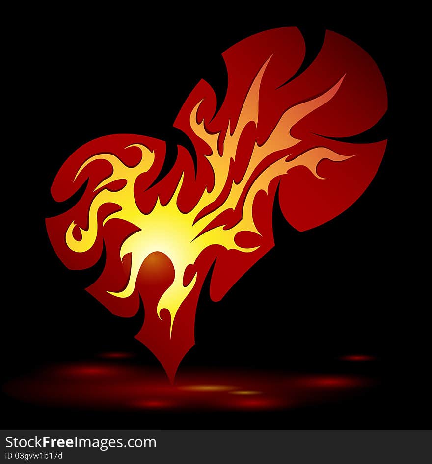 Vector burning heart creative design