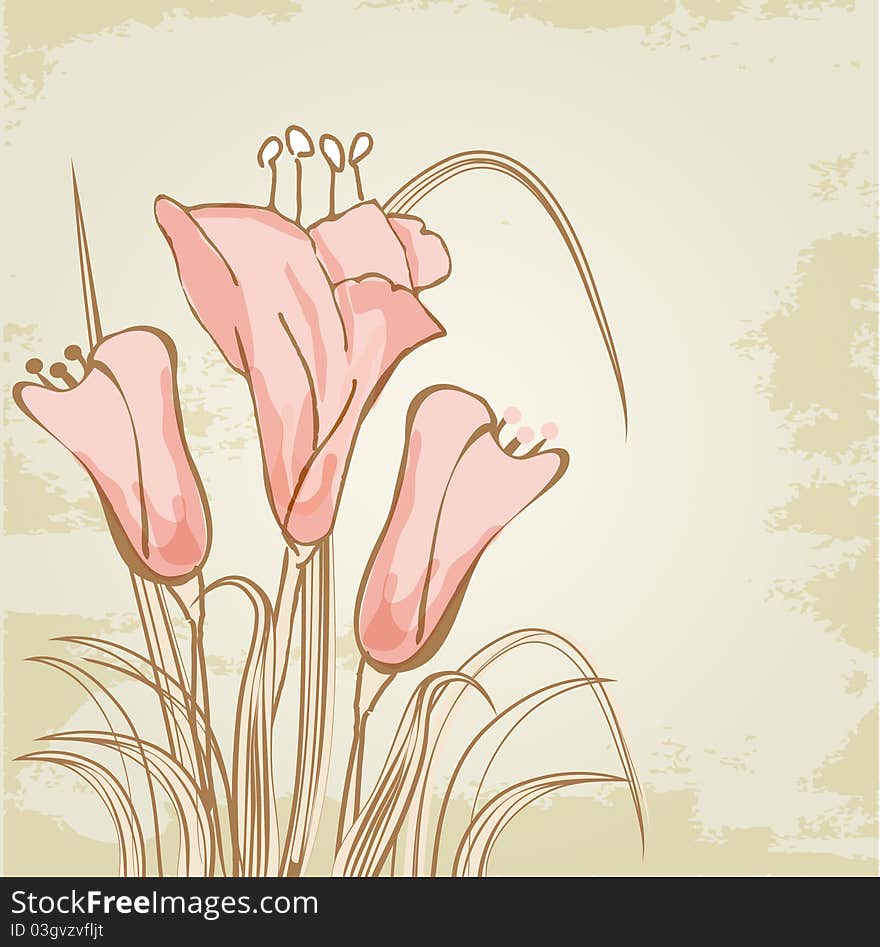 Beautiful background with a floral design in antique style. Beautiful background with a floral design in antique style