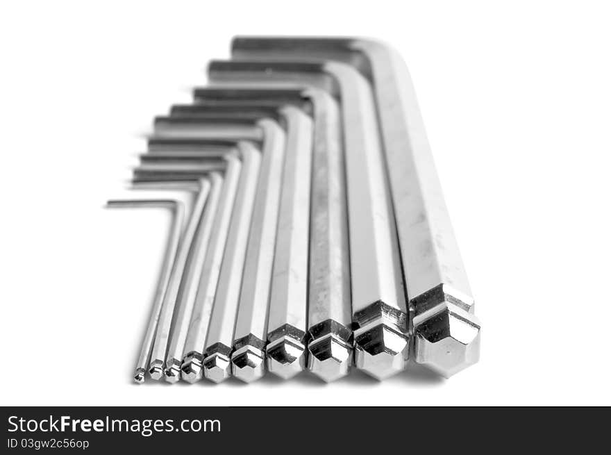 Ascending hex key set on a white background