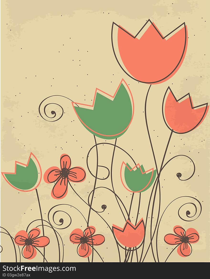 Vintage background with flowers