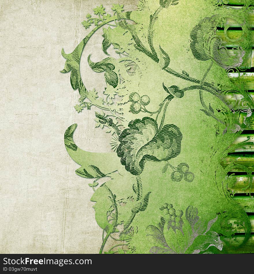 Abstract green decorative floral background