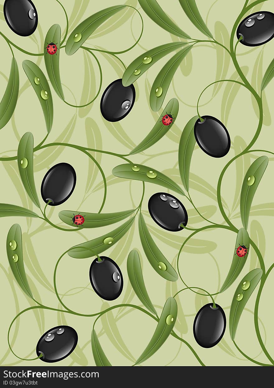 Floral background with olive. Vector illustration.