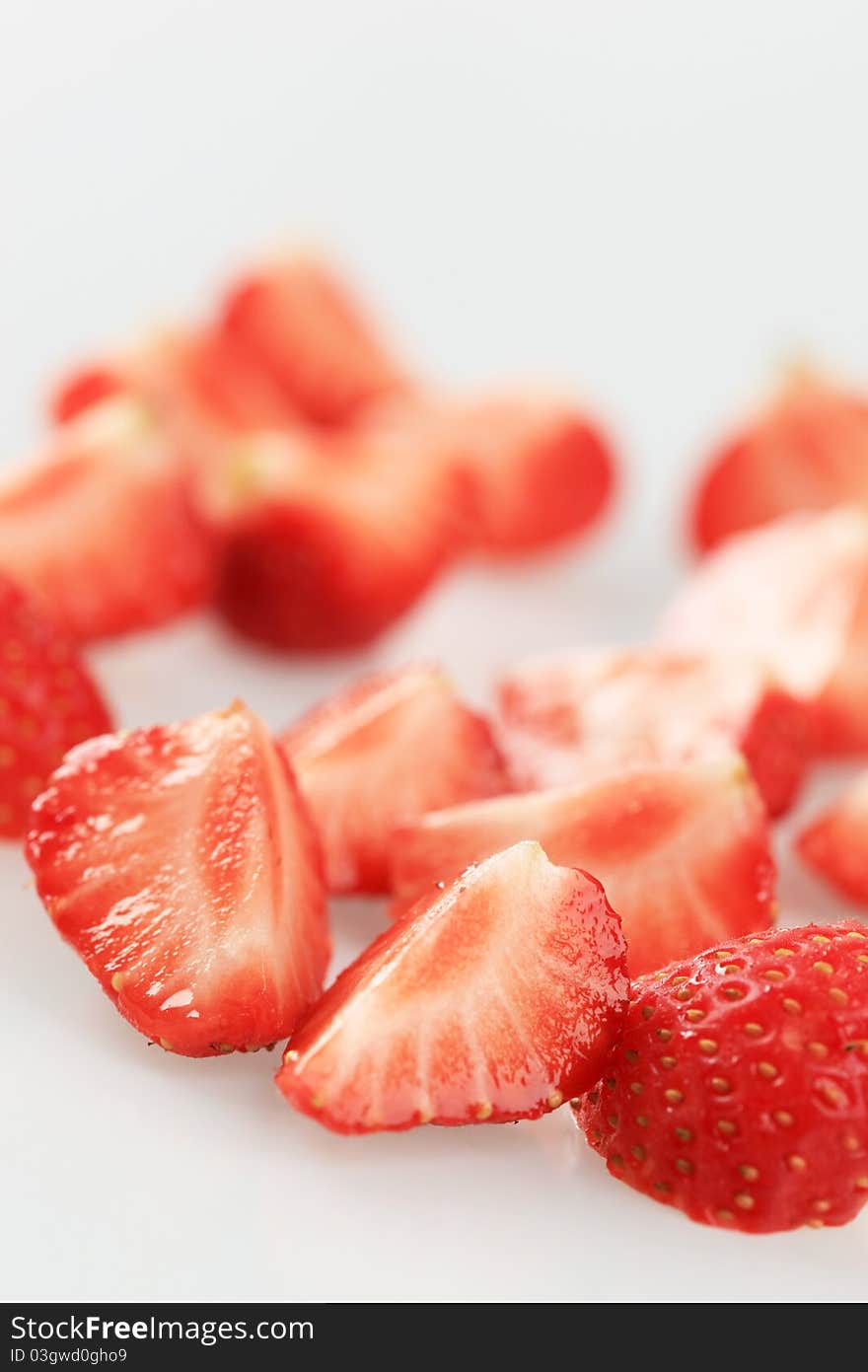 Detail of fresh strawberry wedges