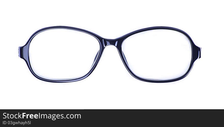 Black glasses on white background