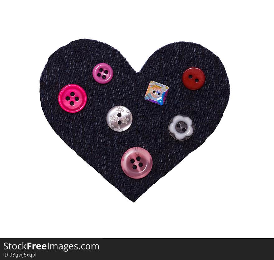 Heart From A Fabric And Buttons