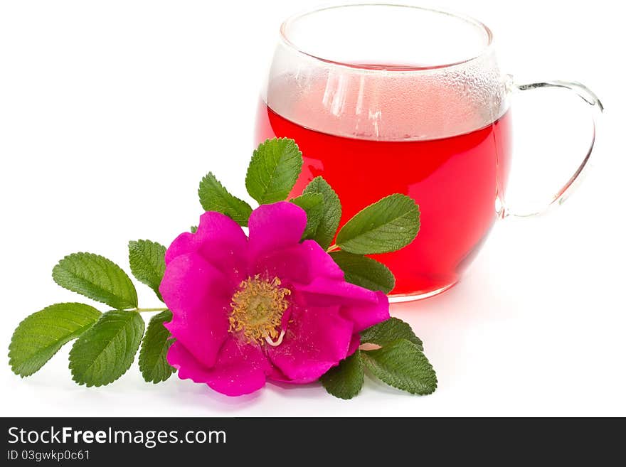 Flower rose hips and rose hip tea. Flower rose hips and rose hip tea