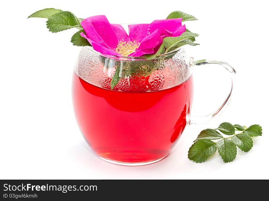 Wild rose flower and tea