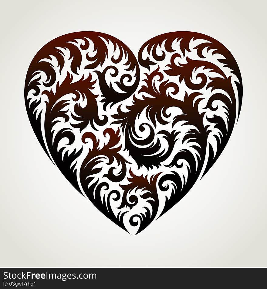 Heart in floral style, illustration