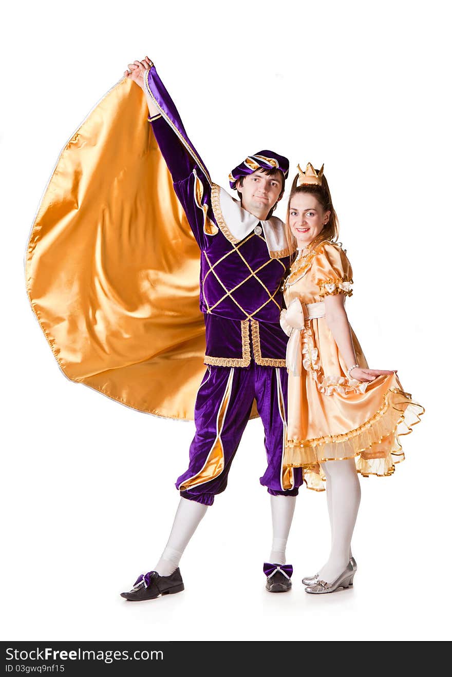 Guy and girl dressup as Prince and Princess. Guy and girl dressup as Prince and Princess