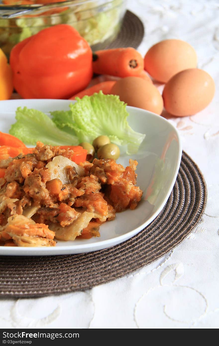 Image of a plate of food on a table with eggs